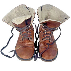 Steve Madden Distressed Leather Sherpa Lined Boots Mens 10 Brown Leather Tactica